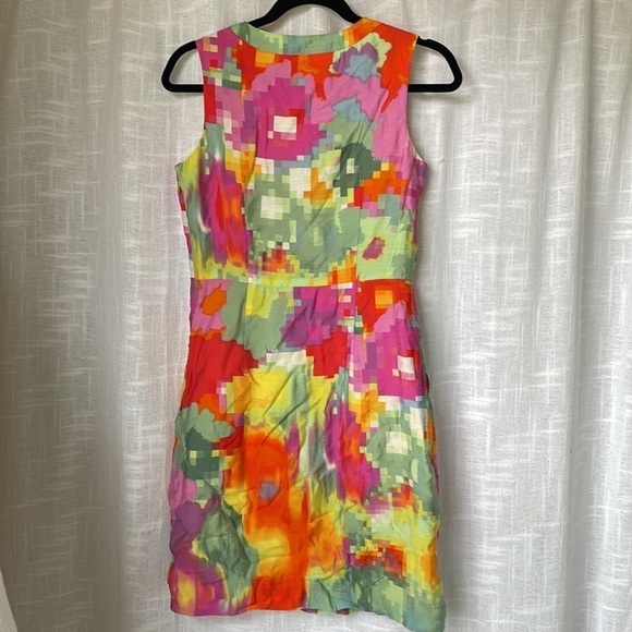 Nine West Bright Geometric Floral Sleeveless Tank Dress with Pockets Women 4 - Picture 6 of 7